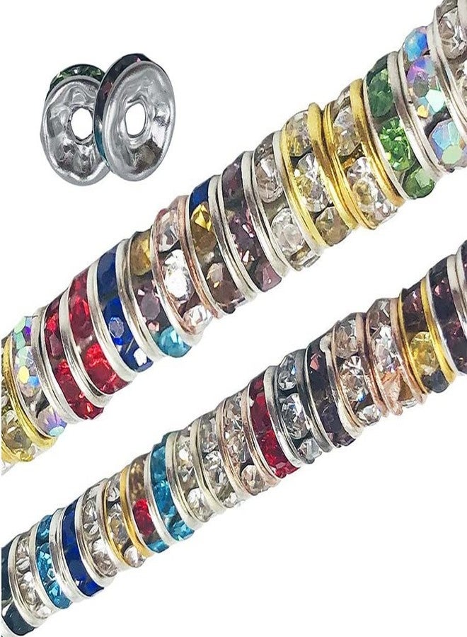 دي آي واي كرافتس مجموعة خرز فاصل دائري مرصع بأحجار الراين الكريستالية، 100 قطعة، ألوان عشوائية، خرز فاصل دائري للقلائد والأساور (100 قطعة، ألوان عشوائية) - Image 3